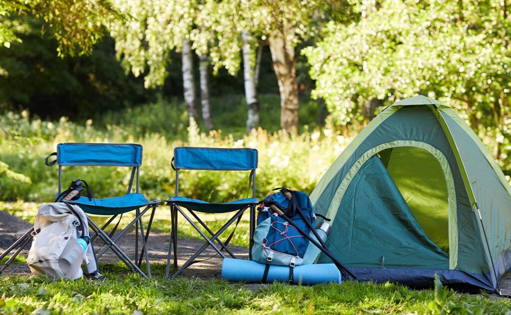 Camping chairs and tent.